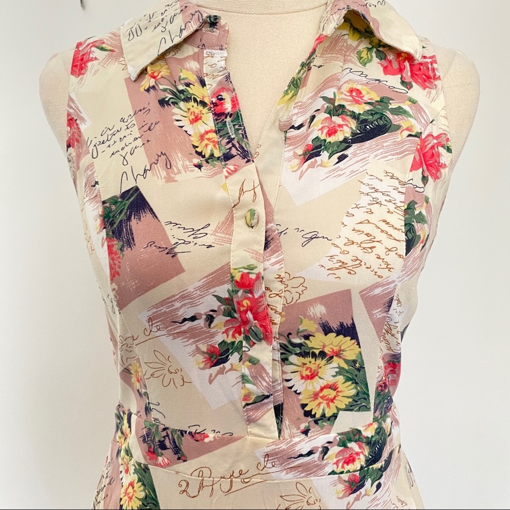 Dangerfield Shirt Dress Sleeveless Floral Size 6 Retro Cottagecore - Picture 2 of 8